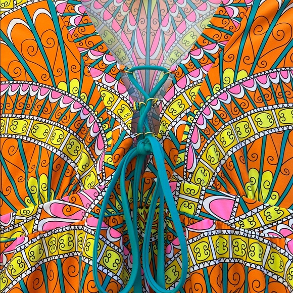 Trina Turk Vibrant Multicolor Tunic Swim Cover-up Boho, Vacation, Beach, Resort - Picture 3 of 10